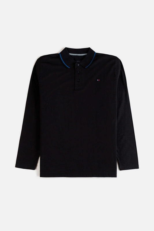Tommy Cotton Full Polo Shirt – Black