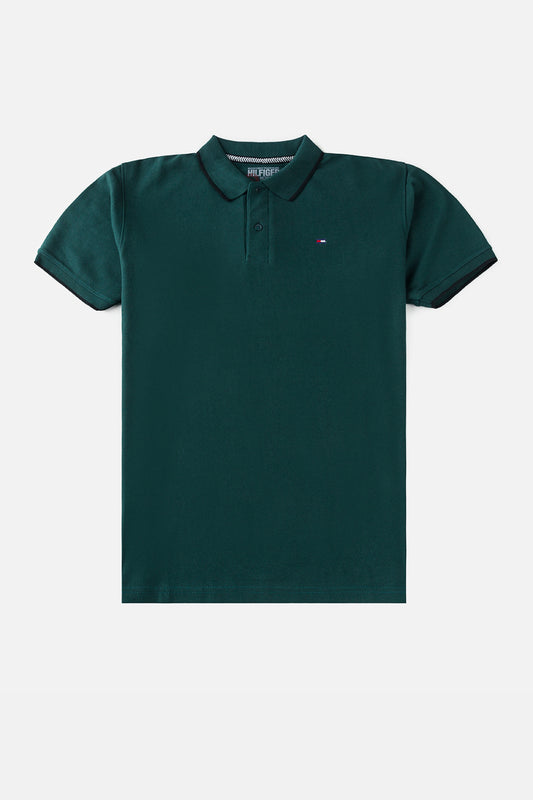 Tommy Tipped Cotton Polo shirt – Forest Green
