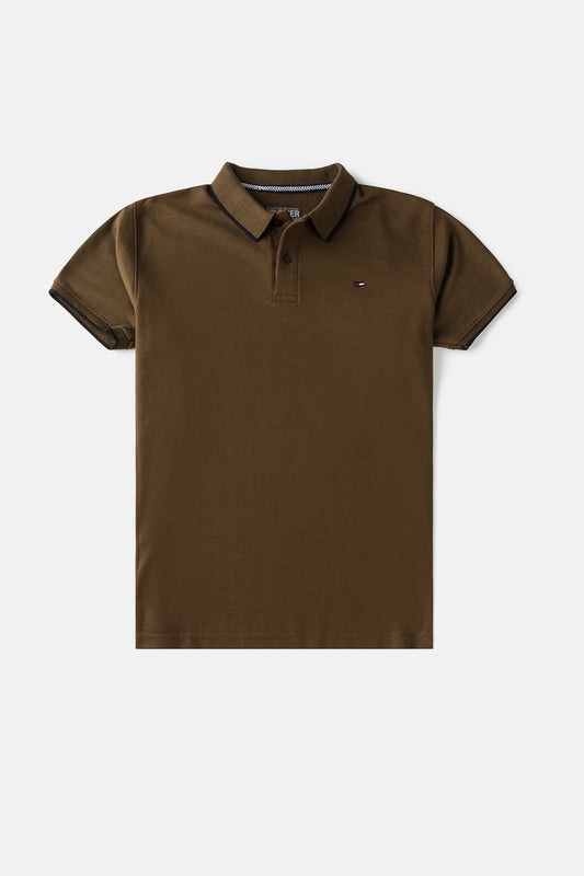 Tommy Tipped Cotton Polo shirt – Olive Green