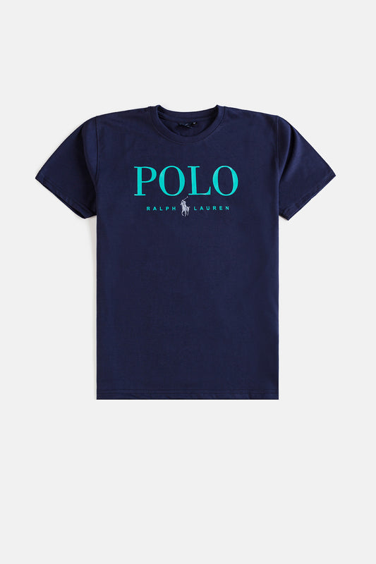 RL Premium Cotton Print T Shirt – Navy Blue