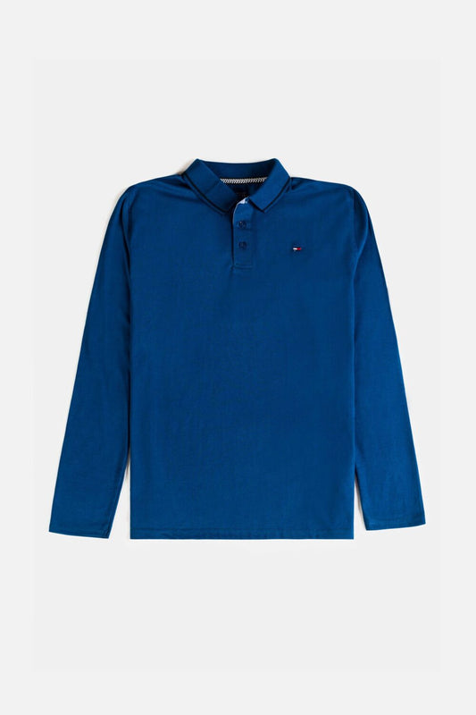 Tommy Cotton Full Polo Shirt – Deep Blue