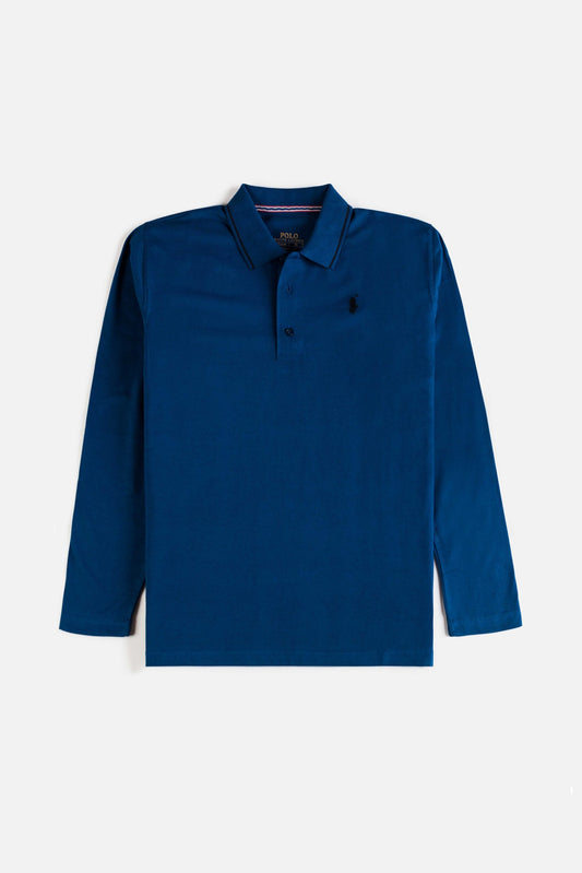 RL Premium Cotton Full Polo -Aqua Blue