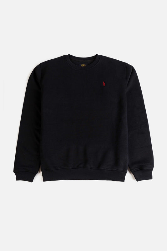 RL Premium Cotton Fleece Sweatshirt – Black With Red Pony