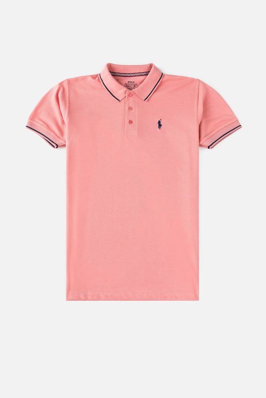 RL Cotton Tipping Polo Shirt – Flamingo