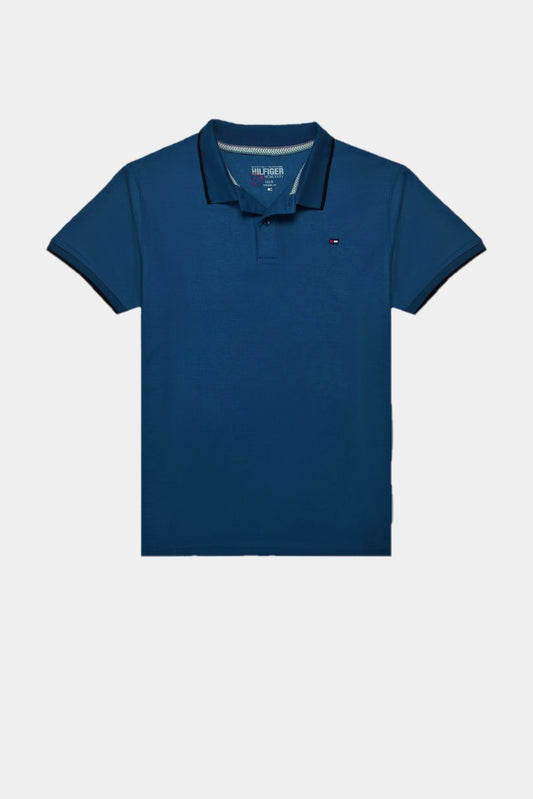 Tommy Tipped Cotton Polo shirt – Deep Blue